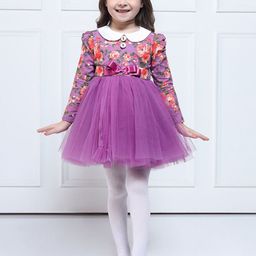 THE PONY & PEONY CO. Girls Floral Printed Puff Sleeves Fit and Flare Dress-image-5