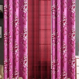 Lunar Days Pink Set of 3 Floral Room Darkening Door Curtain-image-90