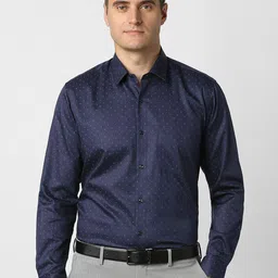 Peter England Men Micro Ditsy Printed Spread Collar Cotton Formal Shirt-image-99