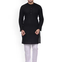 HAMSAFAR Men Striped Thread Work Kurta-image-33