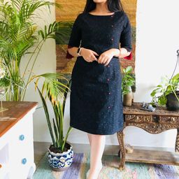 Bohemian Dream Black Ikat Formal Shift Dress-image-43
