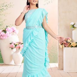BAESD Girls Embroidered Lehenga Saree With Attachable Dupatta-picture-10