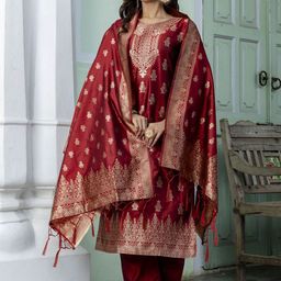 VredeVogel Women Floral Regular Kurta with Trousers & With Dupatta-49