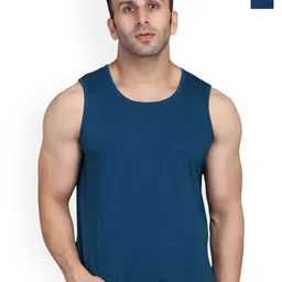 SLOWLORIS Pack Of 2 Round Neck Sleeveless Bio-Wash Cotton Gym Vests-picture-29