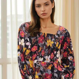 Stylecast X Slyck Floral Print Puff Sleeve Peplum Top-image-7