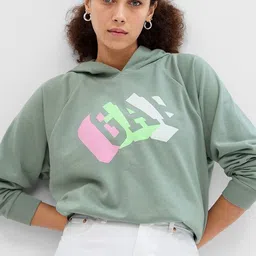 GAP Women Brand Logo Printed Hooded Sweatshirt-image-93