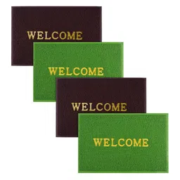 Kuber Industries 4-Pcs Green & Maroon Anti Skid Doormats-21