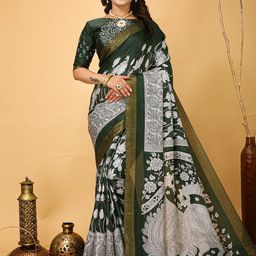 DIVASTRI Ethnic Motifs Printed Zari Banarasi Saree-image-89