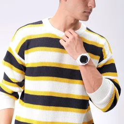 The Indian Garage Co Men Striped Round Neck Long Sleeves Pullover-picture-22