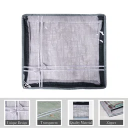 Kuber Industries Grey & White Pack of 3 Bow Jute-Printed Top Visible Window Organisers image 2