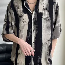 StyleCast x Revolte Oversized Abstract Printed Lapel Collar Shirt-image-65