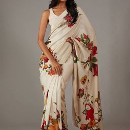 ROOP SUNDARI SAREES Floral Printed Silk Saree With Unstitched Blouse Piece-25