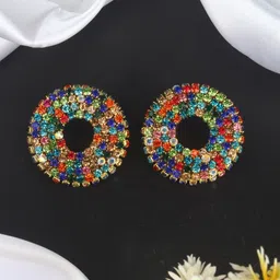 KPOP Gold-Plated Rhinestone Studded Contemporary Studs-43