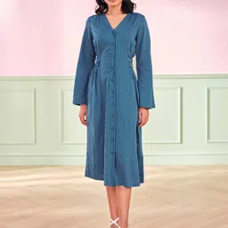 AND Women Striped V-Neck A-Line Dress-picture-55