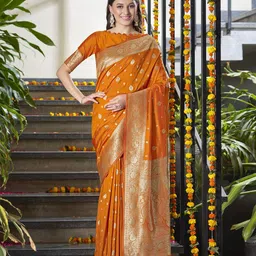SAREETHNIC Woven Design Zari Pure Silk Banarasi Saree-picture-23
