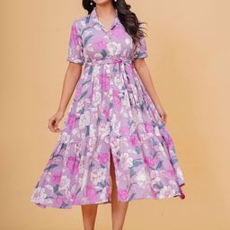 TANISHA Women Floral Print Fit & Flare Midi Dress-image-45