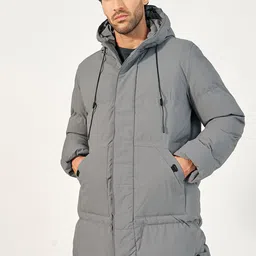Styli Men Hooded Puffer Parka Jacket with Drawstring Tape Detail-picture-28