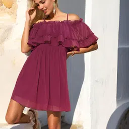 Athena Unapologetic Women Flared Sleeve Fit & Flare Dress-image-97