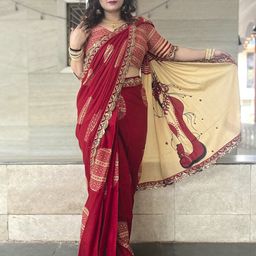 Anouk Ethnic Motifs Beads and Stones Block Print Saree-picture-14