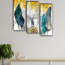 Myntra Elegant Homes White & Blue 3 Pieces Flowers Wooden Wall Art-image-25