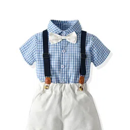 JC SPARKLE Boys Checked Shirt With Shorts & Suspenders-picture-49