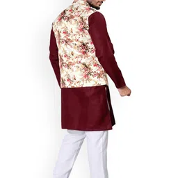 PulseIQ Men Solid Kurta with Pyjama & Nehru Jacket image 4
