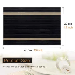 YELONA  Black & Beige 8 Pieces Patterned Rectangular Table Placemats image 2