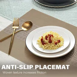 YELONA Brown 8 Pieces Textured Rectangular Table Placemats image 5
