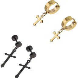 shobhram Set Of 2 Metal Contemporary Drop Earrings-4