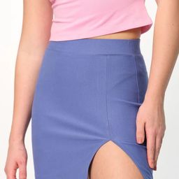 Bonkers Corner Very Peri Solid A-Line Slit Skirt-image-93