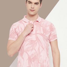 OGEN Men Floral Printed Polo Collar Tropical Pockets T-shirt-image-96