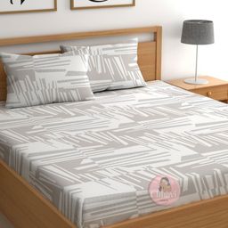 CHHAVI INDIA Grey Abstract Printed 210 TC Microfiber King Bedsheet Set 2.75 m x 2.5 m-picture-10