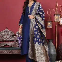 all about you Women Regular Silk Crepe Kurta with Trousers & With Dupatta-picture-38
