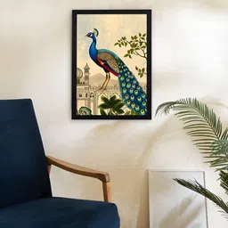 Giftii Red & Green Peacock Printed Wooden Framed Wall Art-28