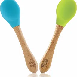 Nurture Bambu Silicone Baby Feeding Spoons. 100% BPA Free Weaning Spoons.- Wooden Handle, Silicone Tip-15