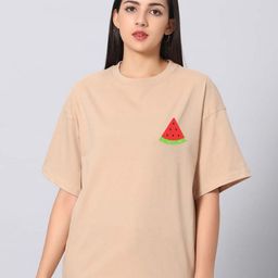 Besick Women Graphic Printed Round Neck Cotton Oversized T-shirt-image-72