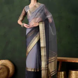 DIVASTRI Color Blocked Saree With Blouse-image-61