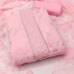 Ishin Ethnic Motifs Embroidered Sequinned Silk Georgette Unstitched Dress Material-image-92