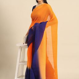 KALINI Colourblocked Poly Crepe Saree-21