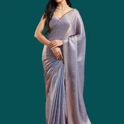 LOROFY Embellished Beads and Stones Border Organza Saree-picture-10
