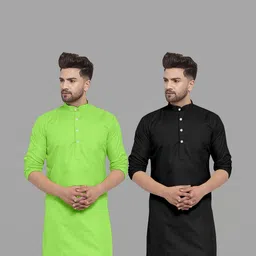 VS MALL Men Black Kurtas-image-81