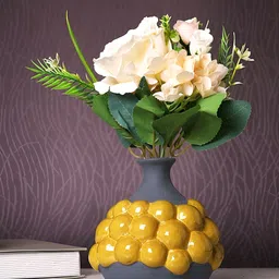 TAYHAA Grey & Yellow Bubble Ceramic Vase-image-83