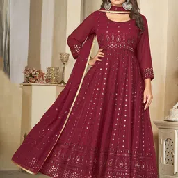 Warthy Ent Embroidered Semi-Stitched Dress Material-image-23