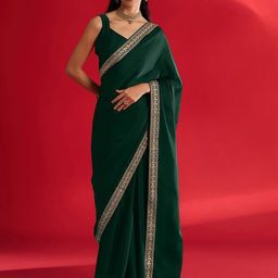 ROOP SUNDARI SAREES Sequinned Pure Georgette Designer Saree-image-28