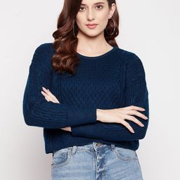 Duke Women Cable Knit Woollen Crop Pullover-image-39