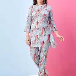 Sangria Girls Floral Printed Top With Trousers-image-74