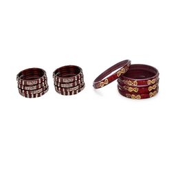 SOMIL Set Of 12 Maroon Glass Artificial Stones Bangles-image-71