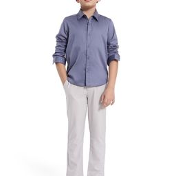 RARE ONES Boys Spread Collar Solid Cotton Casual Shirt-image-103