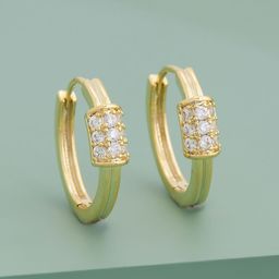 Kushal's Fashion Jewellery Gold-Plated Circular Shaped Zircon Studded Hoop Earrings-picture-11