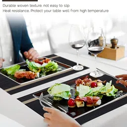 YELONA  Black & Beige 8 Pieces Patterned Rectangular Table Placemats image 3